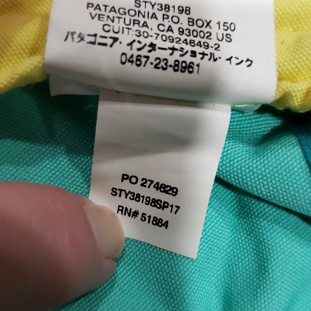 Patagonia Yellow and Teal Kids Mesh Baseball Cap